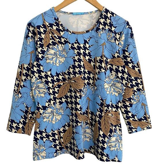 J. McLaughlin Catalina Cloth Floral Top Women's Size Medium Preppy Work Artsy - Picture 1 of 8